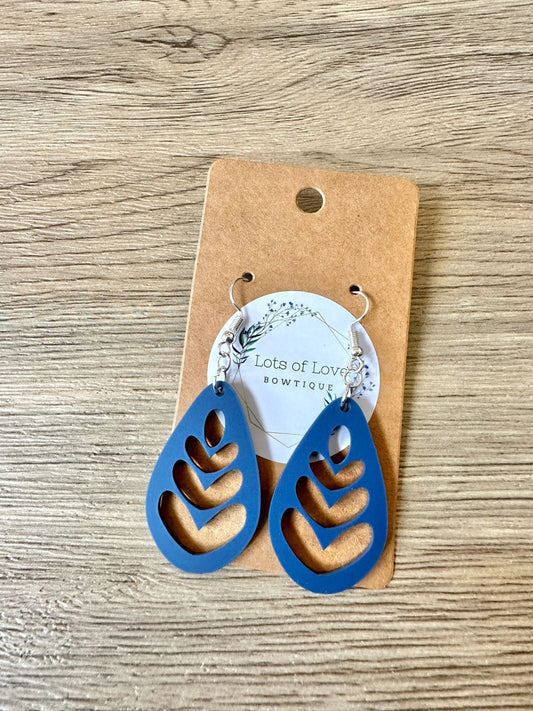 Matte Navy Cut out Teardrop Earrings