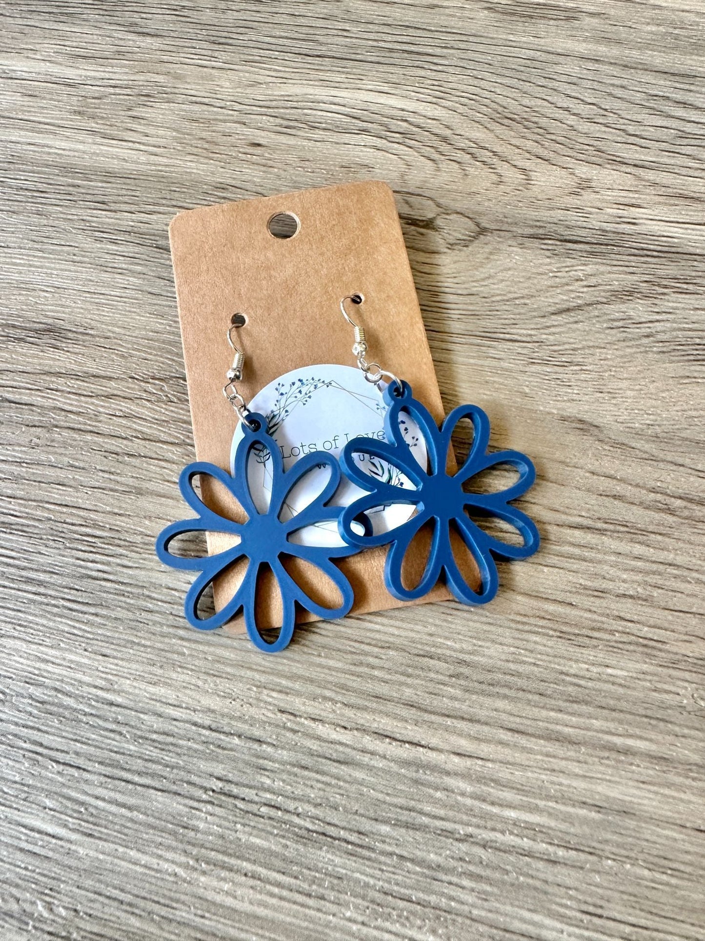 Matte Navy Cut out Daisy Earrings