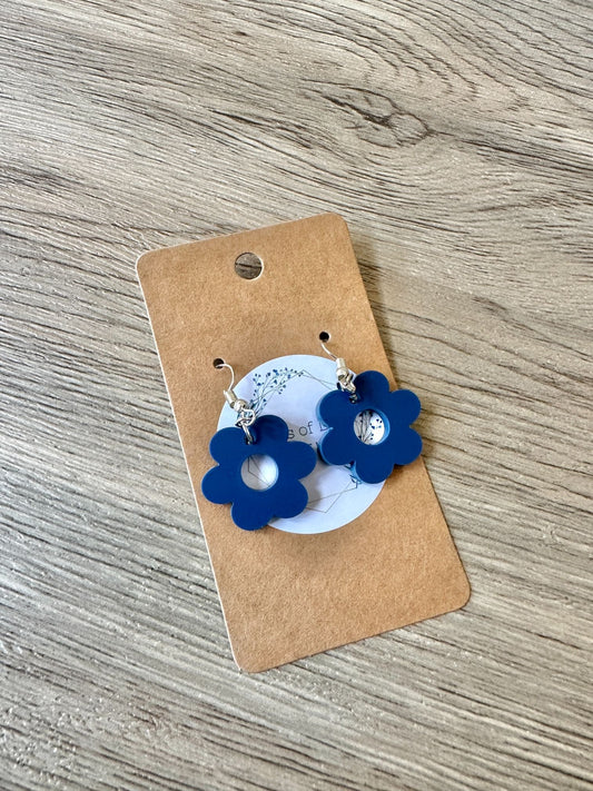 Matte Navy Small Daisy Earrings