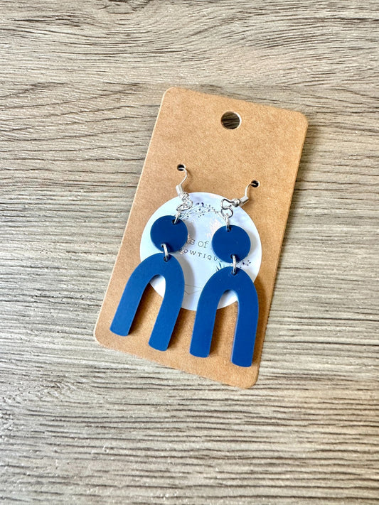 Matte Navy Arch Drop Earrings