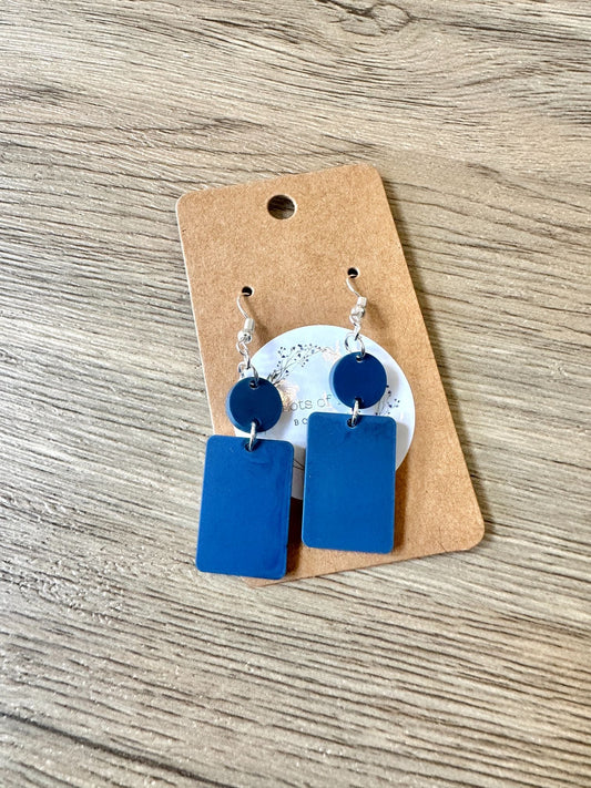 Matte Navy Rectangle Drop Earrings