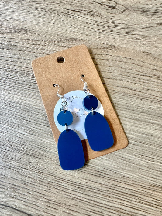 Matte Navy Filled Arch Drop Earrings