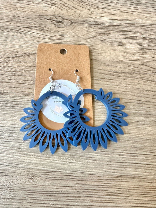 Matte Navy Fan Earrings