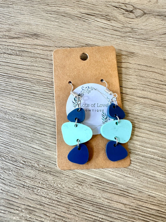 Matte Navy and Mint Pebbles Earrings