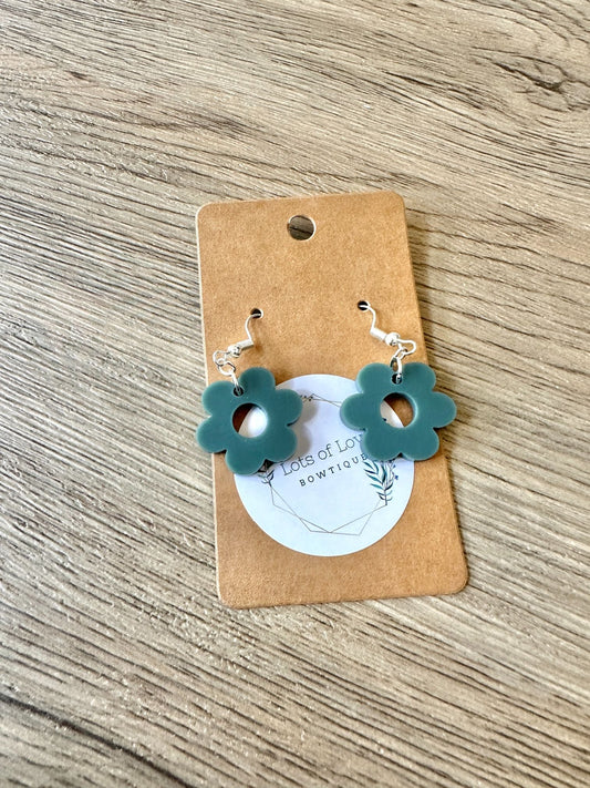 Matte Green Mini Daisy Earrings