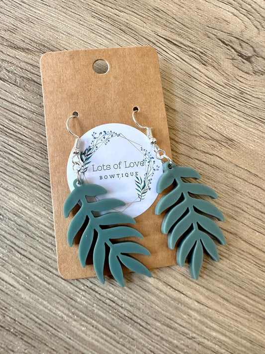 Matte Green Leaf Earrings