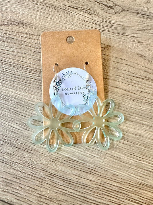 Sea Glass Cut out Daisy Earrings