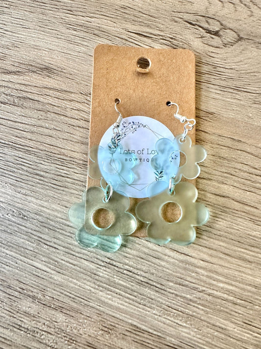 Sea Glass Double Daisy Earrings