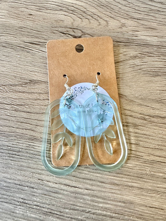 Sea Glass Leaf Hoop Earrings