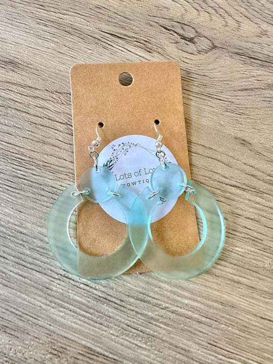 Sea Glass Connected Circle Earrings