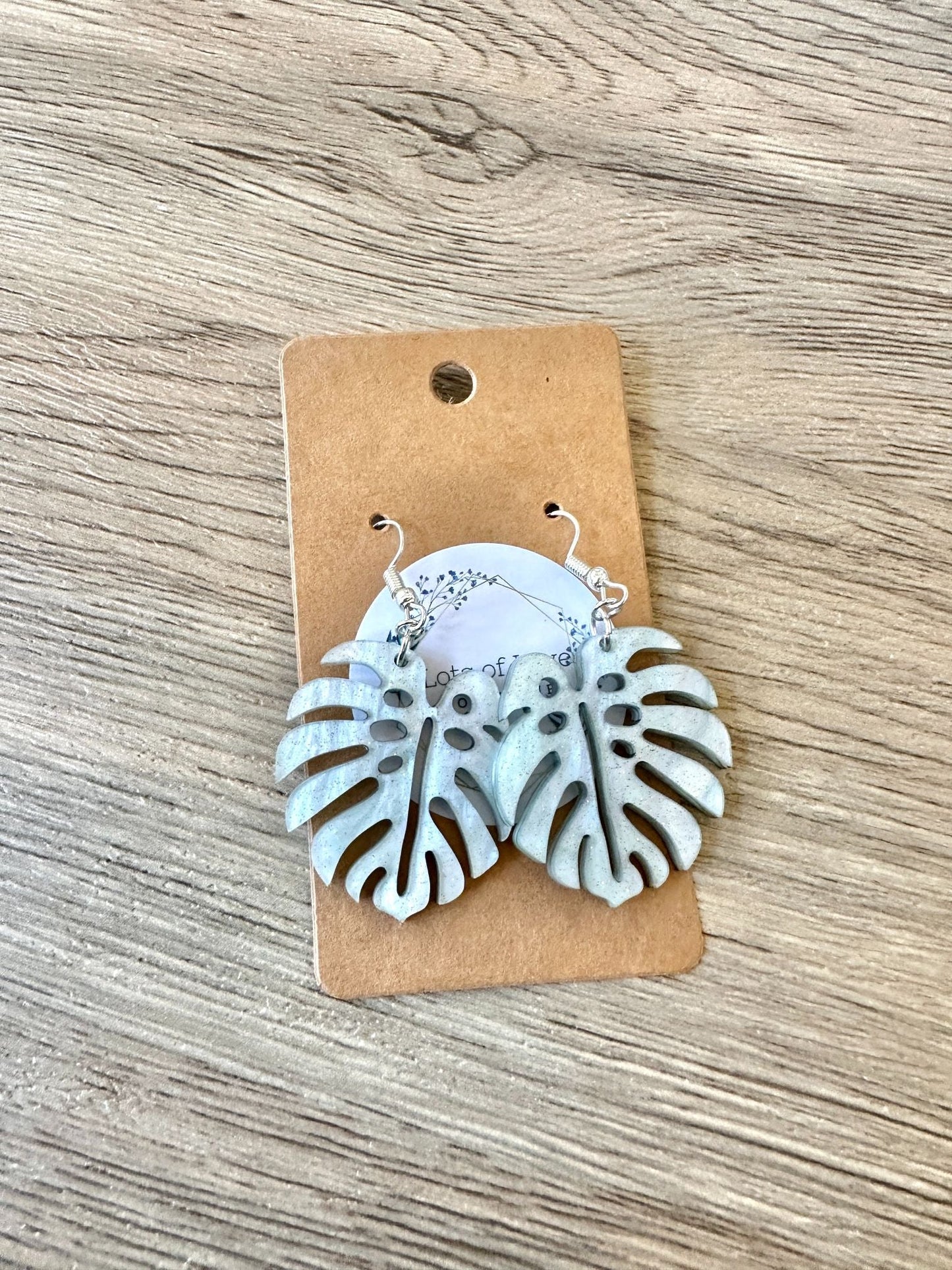 Shimmer Mint Monstera Cut out Earrings