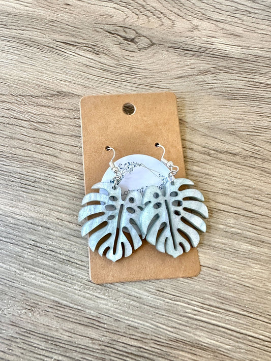 Shimmer Mint Monstera Cut out Earrings