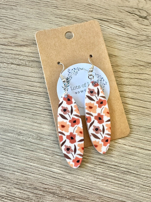 Fall Floral Skinny Oval Earrings