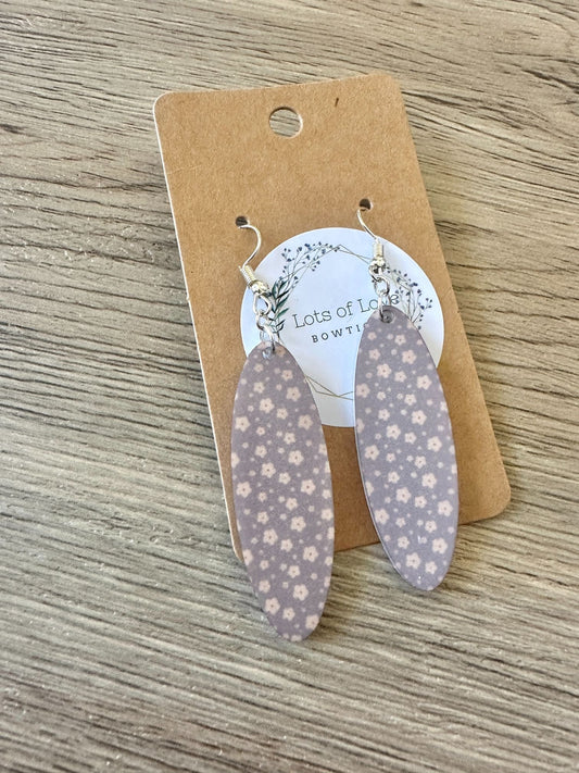 Dusty Blue Skinny Oval Earrings