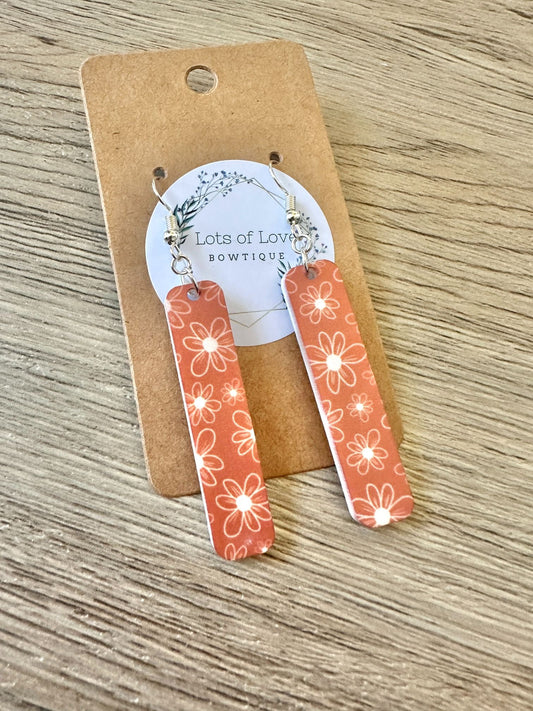 Brown Daisy Bar Earrings