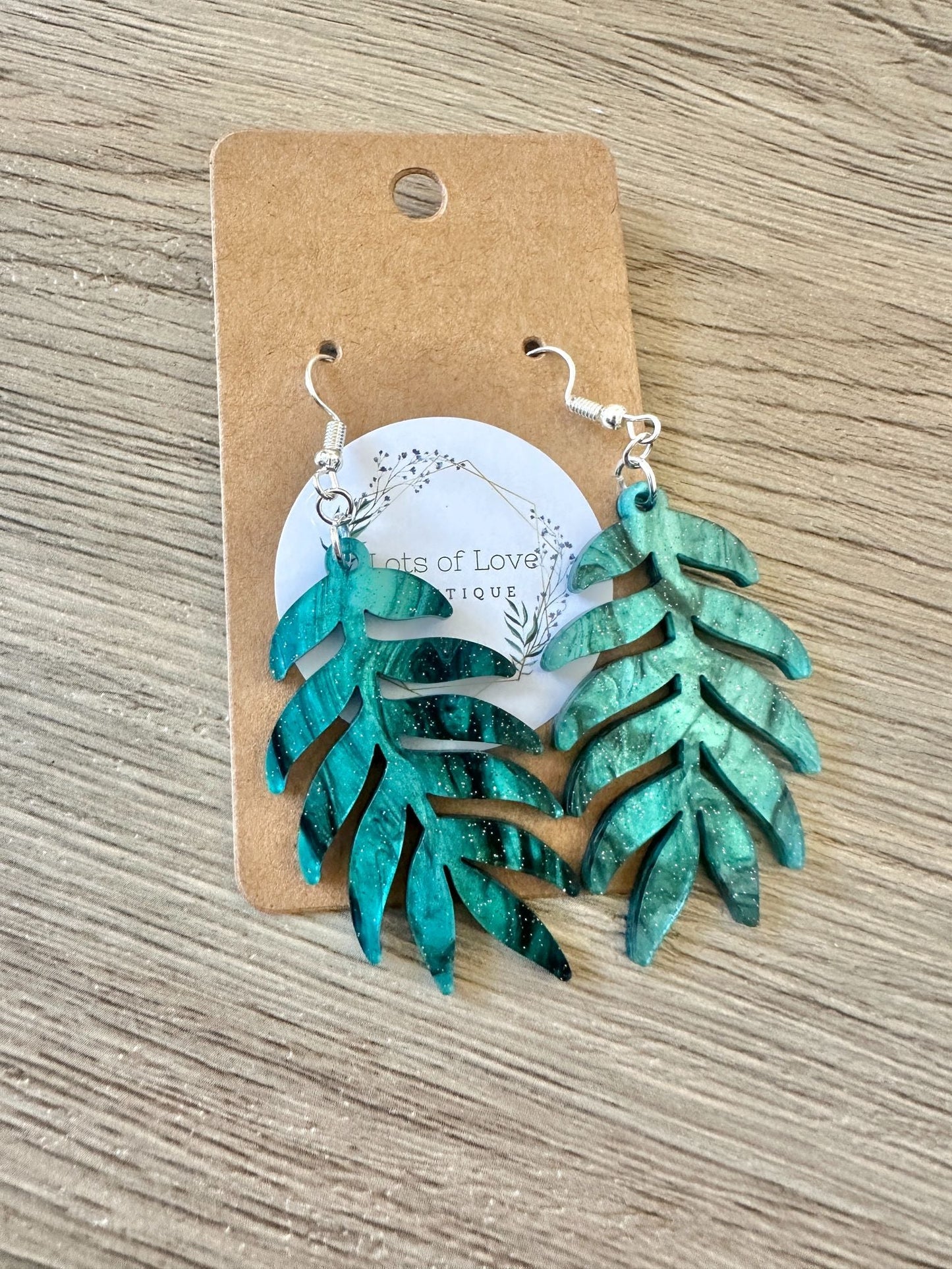 Turqouis Shimmer Leaf Earrings