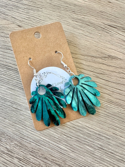 Turqouis Shimmer Half Fan Earrings