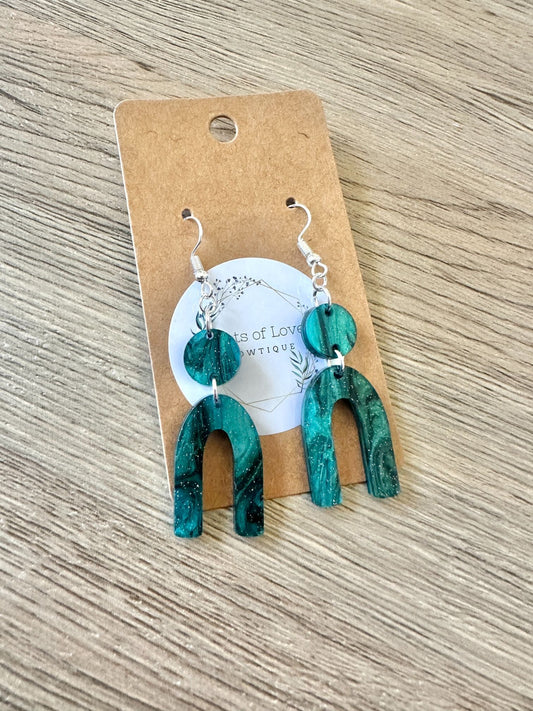 Turqouis Shimmer Arch Drop Earrings