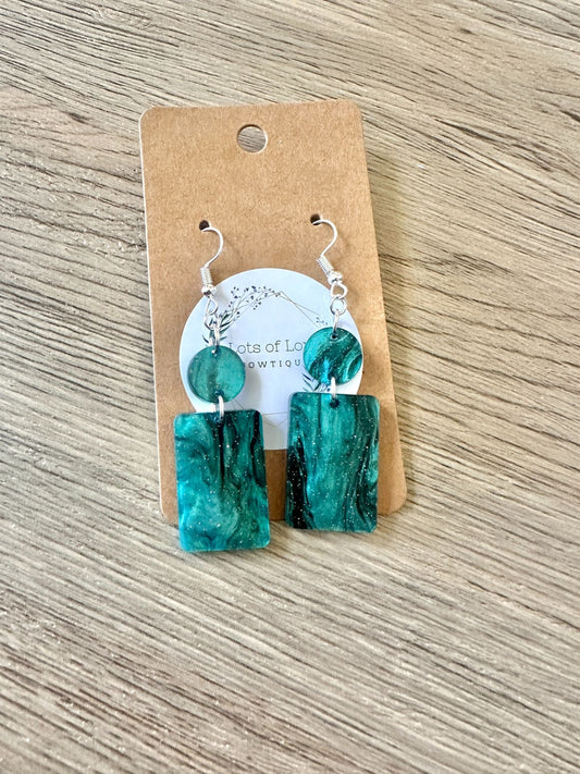 Turqouis Shimmer Rectangle Drop Earrings