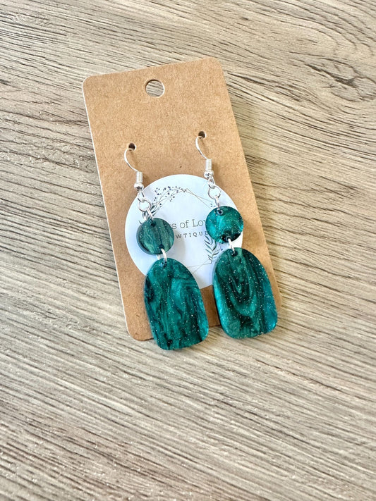 Turqouis Shimmer Filled Arch Drop Earrings