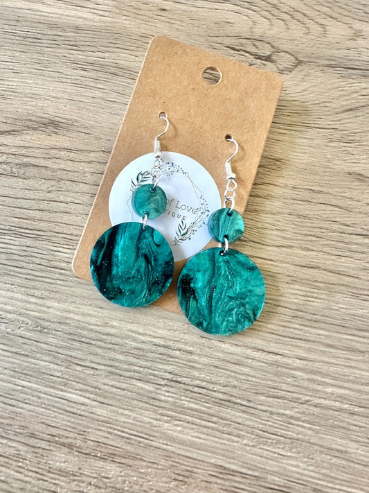 Turqouis Shimmer Circle Drop Earrings
