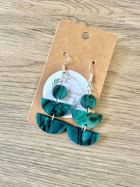 Turqouis Shimmer Double Half Circle Earrings