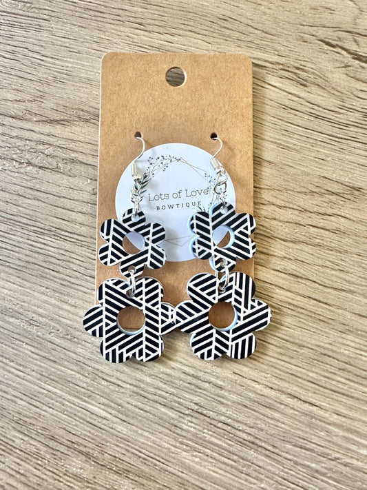 Blue Line Double Daisy Earrings