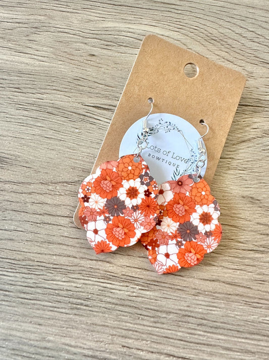 Moroccan Fall Teal Red Floral Earrings