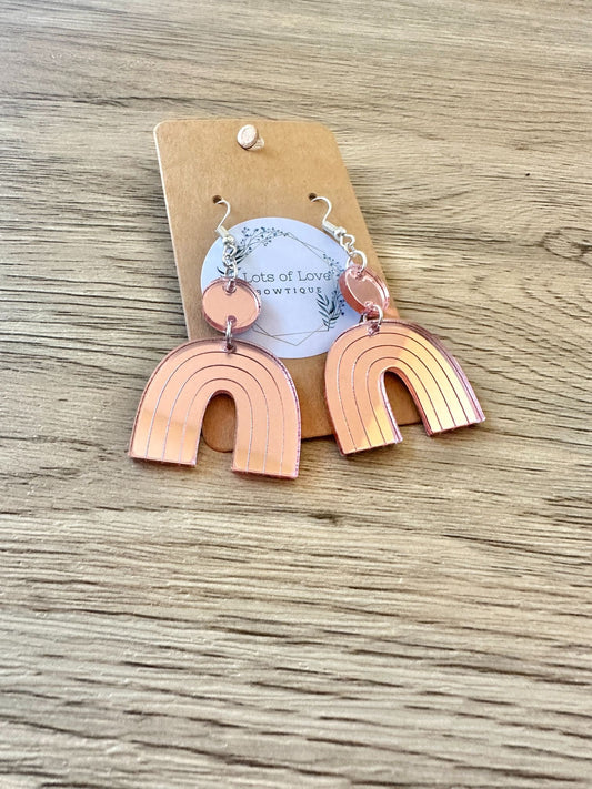 Rose Gold Mirror Rainbow Earrings