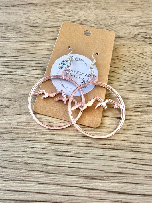 Rose Gold Mirror Mountain Earrings