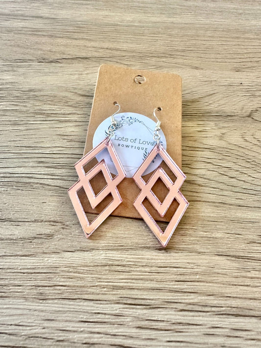 Rose Gold Mirror Stacked Diamond Earrings