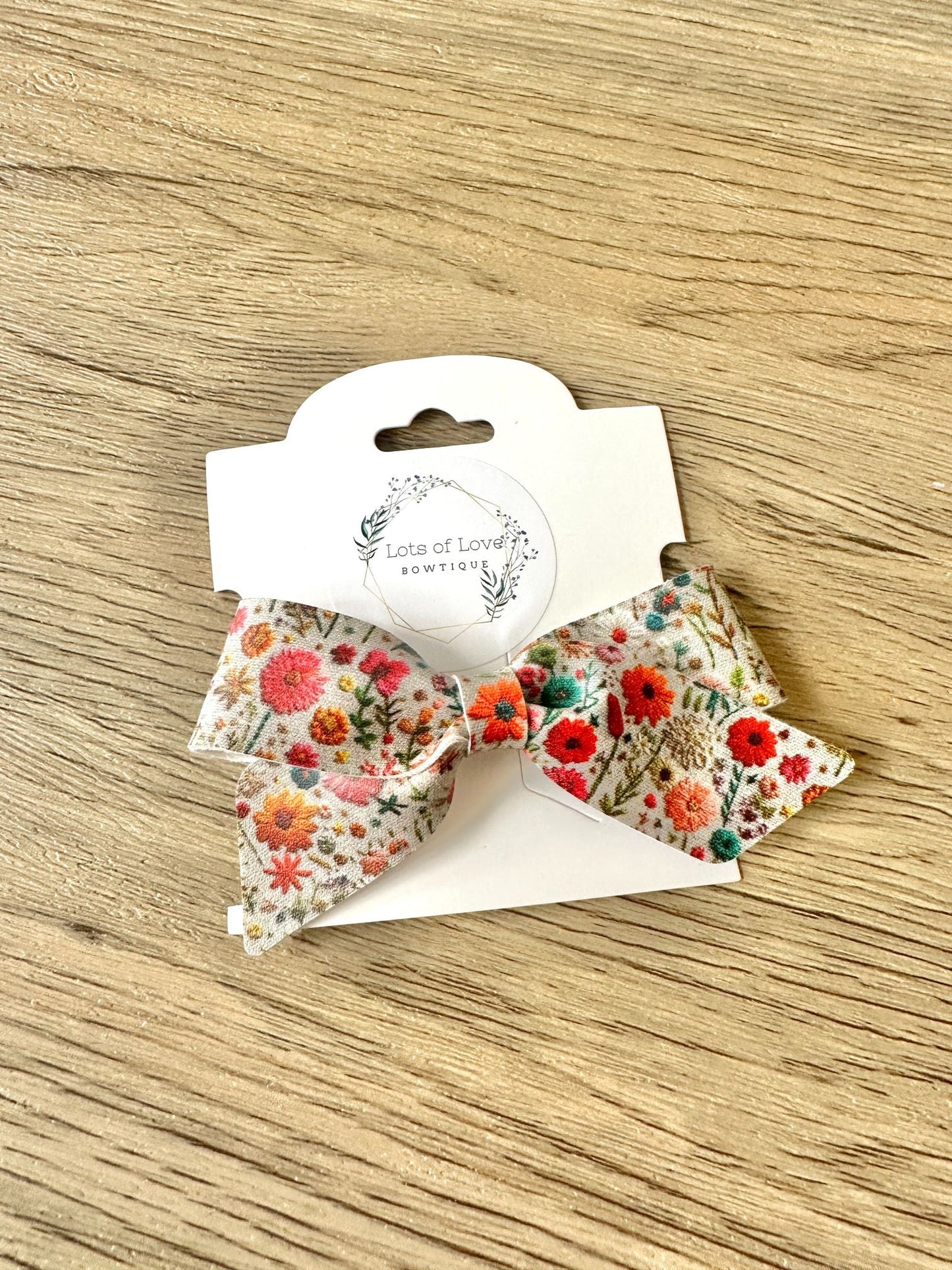 Bright Daisy Faux Embroidered Blakely Bow