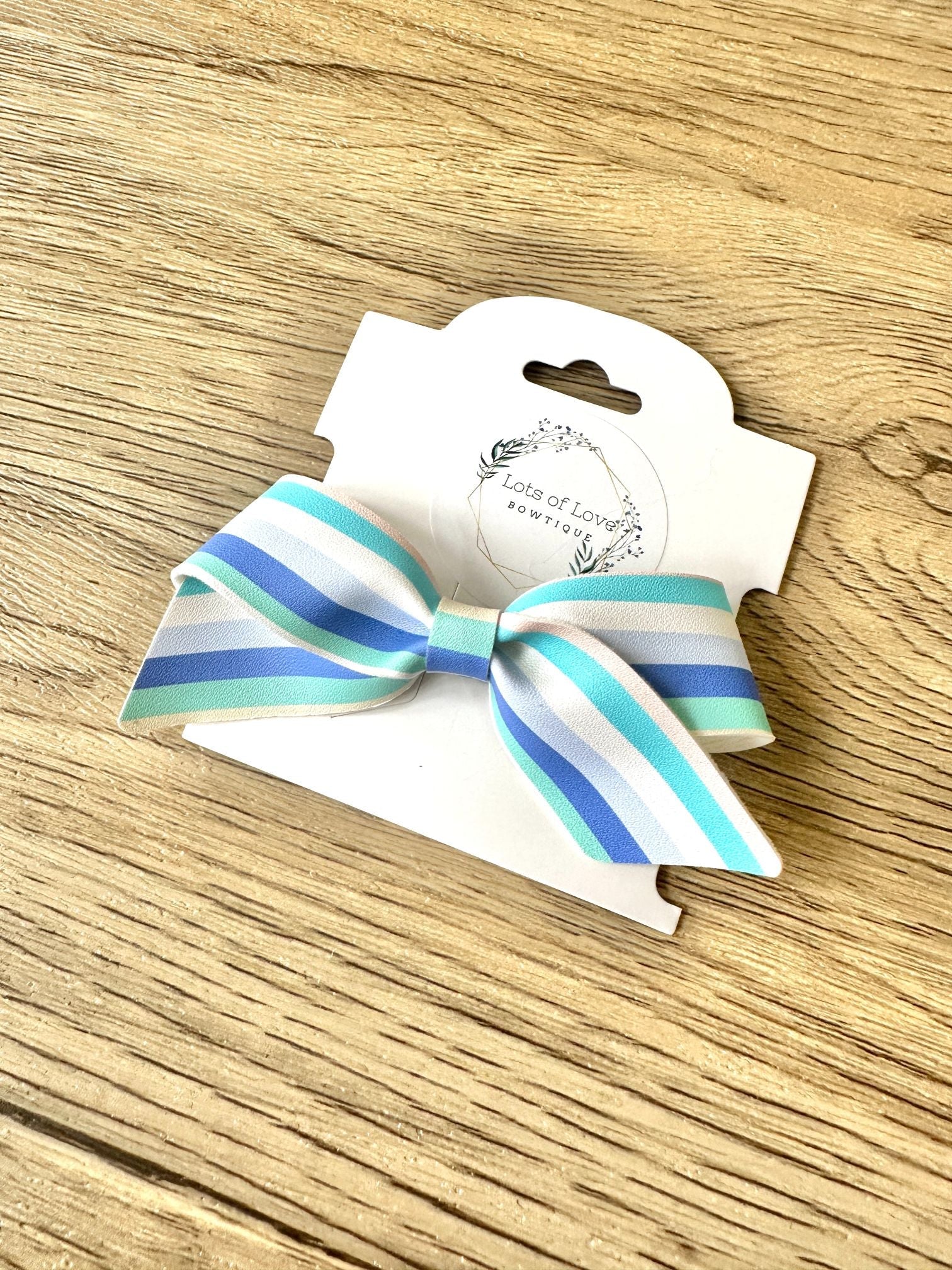 Aqua Stripe Blakely Bow