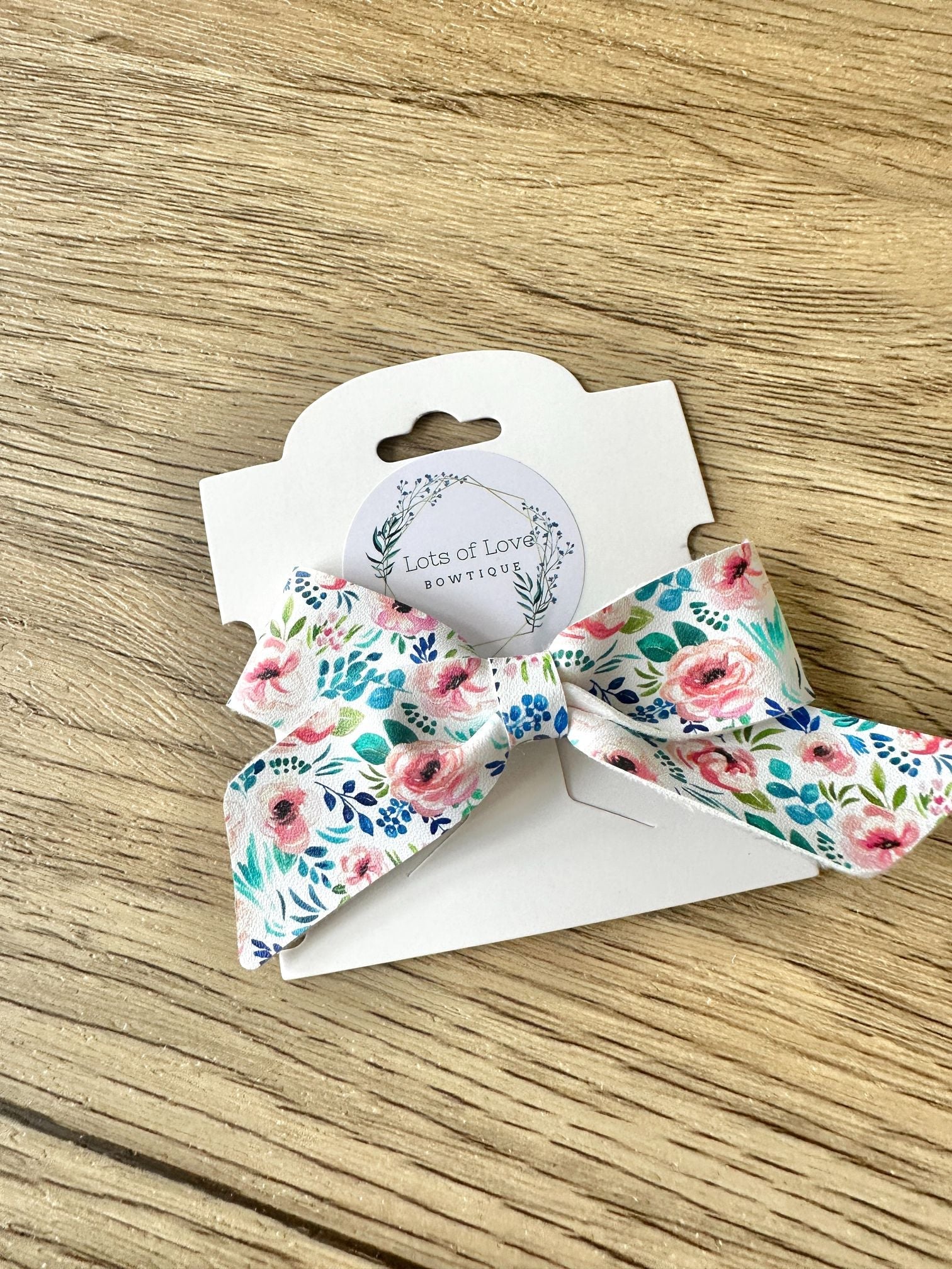 Aqua and Pink Floral Blakely Bow