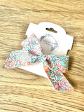 Aqua and Coral Floral Blakely Bow