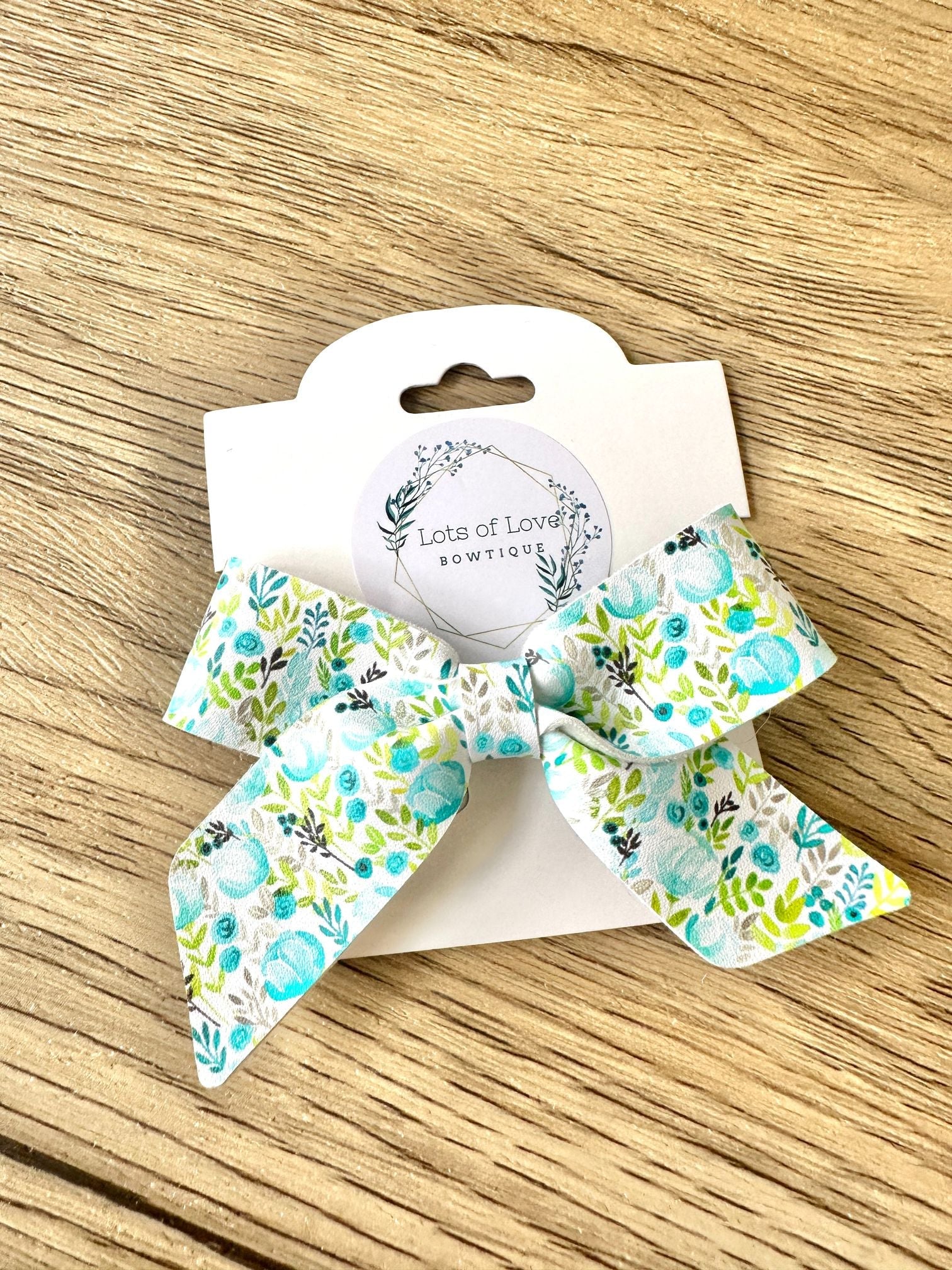 Aqua Floral Blakely Bow