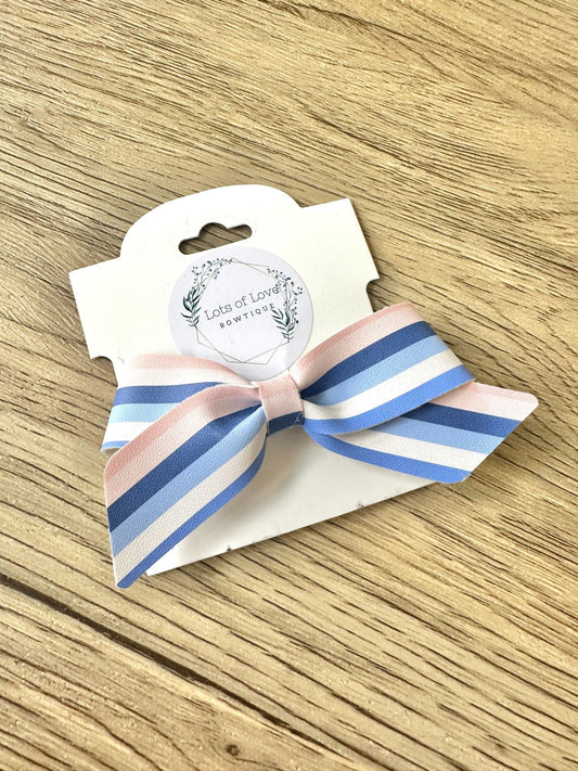 Navy and Coral Stripe Blakley Bow