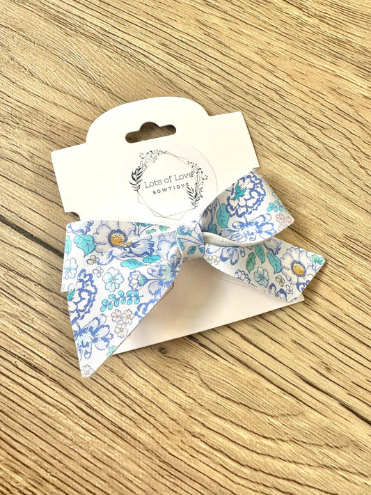Blue Floral Blakely Bow