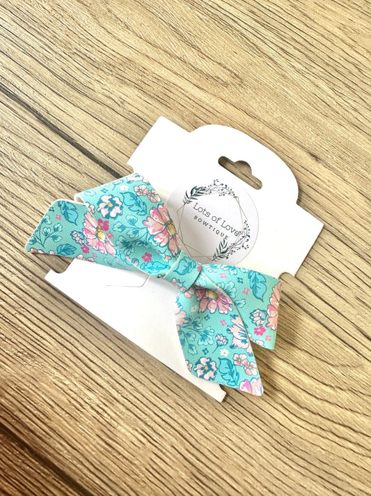 Teal Floral Blakley Bow
