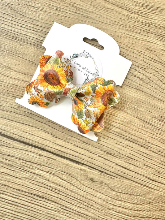 Dark Sunflower Faux Embroidered Grace Bow