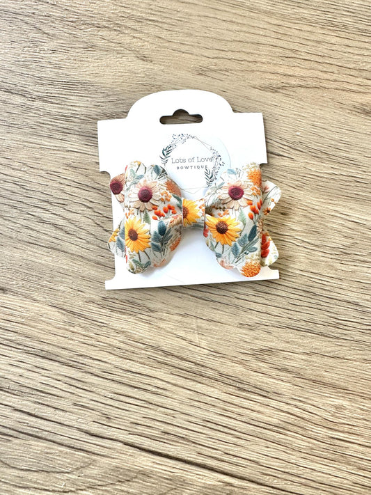 Light Sunflower Faux Embroidered Grace Bow