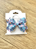 Navy Floral Stripe Grace Bow