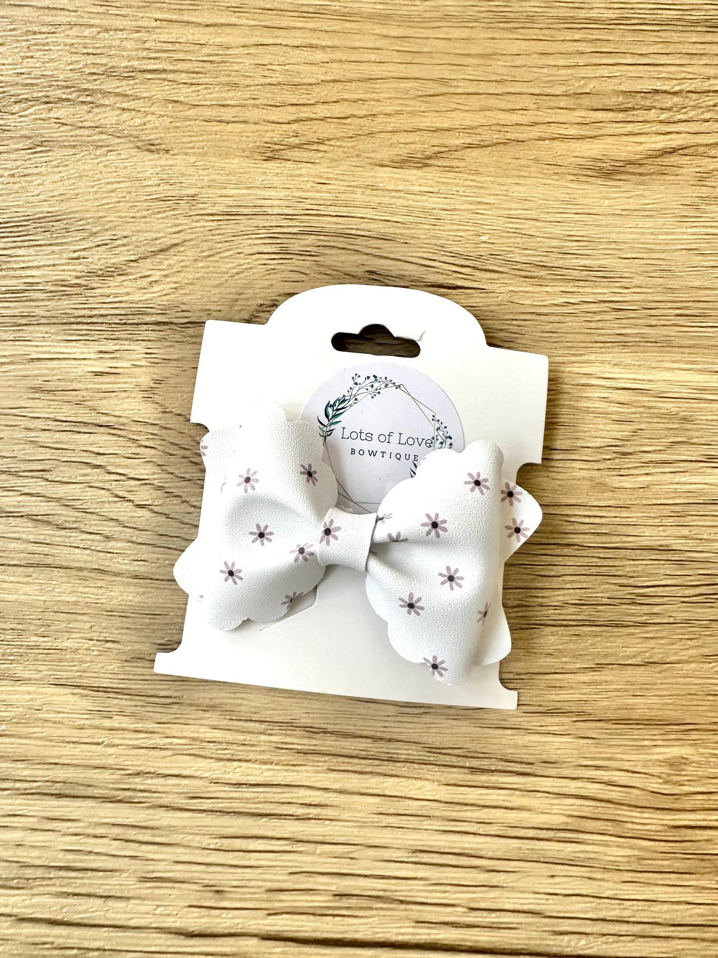 White with Mini Pink Daisy Grace Bow