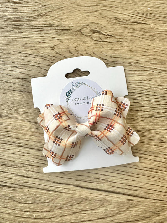 Tan and Orange Plaid Grace Bow