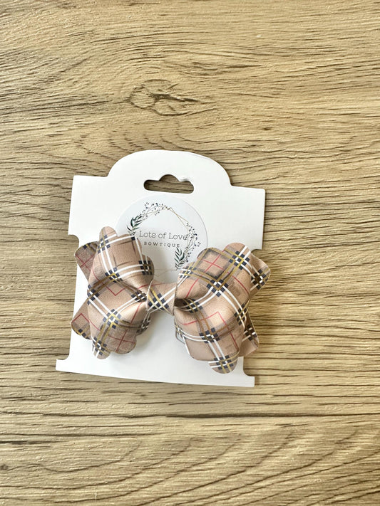 Tan Plaid Grace Bow