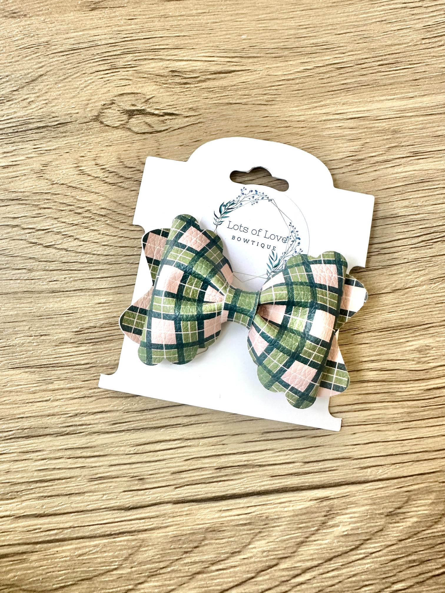 Green Plaid Grace Bow