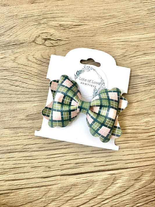 Green Plaid Grace Bow
