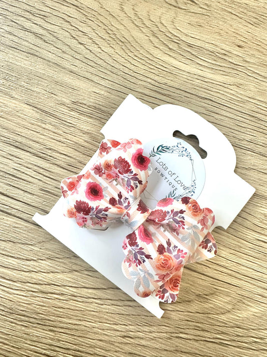 Orange Stripe Floral Grace Bow