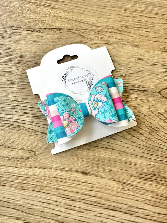 Teal Floral Top Payton Bow