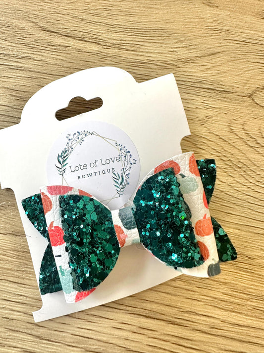 Teal Pumpkin Glitter Top Payton Bow